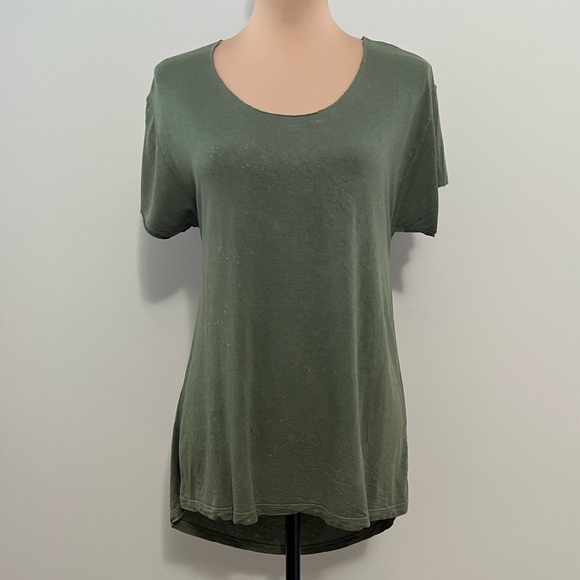 3/$30 AE Don’t Ask Why Drapey Open Back Tee Green One Size Distressed T-Shirt - Picture 2 of 14
